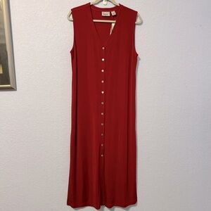 Chico’s Travelers Long Broadway Vest In Redwood With Mother Of Pearl Buttons